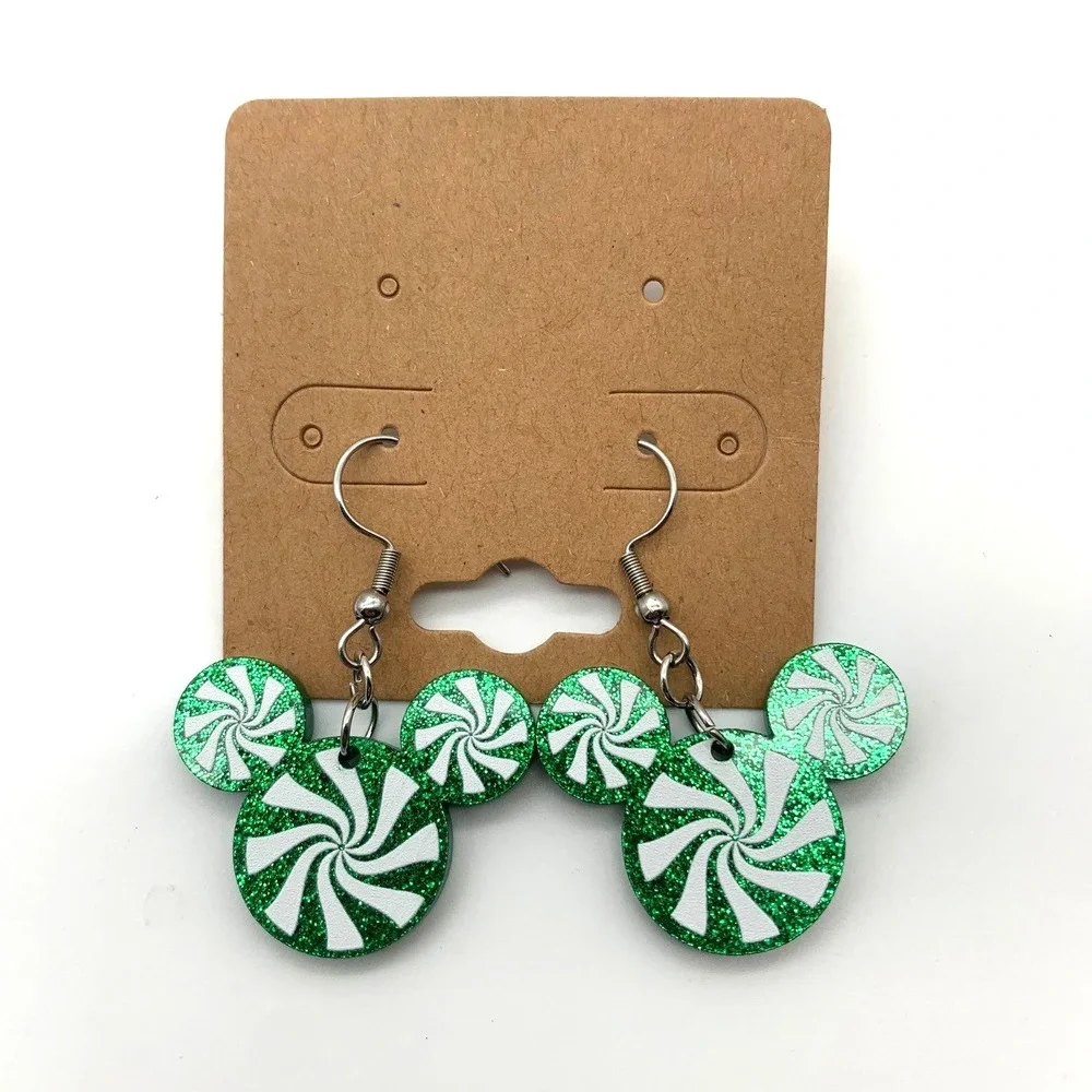 Christmas Earrings Lot 6‎ Pairs Mickey Peppermint Candy Cane Santa Tree